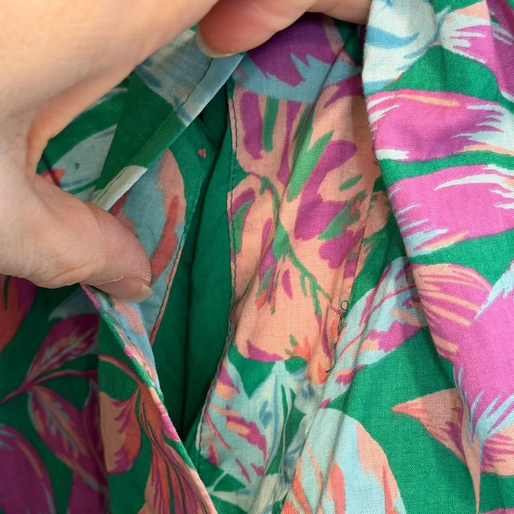 Terra & Sky Tropical Floral Ruffle Sundress Green Pink - NWT - Size - 3X - Picture 6 of 6